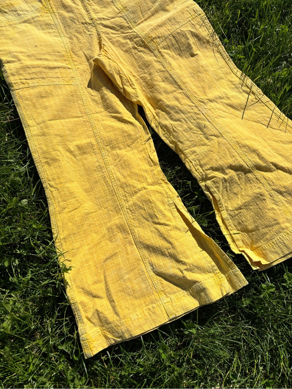 NWT Free People 100% Cotton Buttercup Yellow Wide-Leg Cotton Overalls - Picture 3 of 9